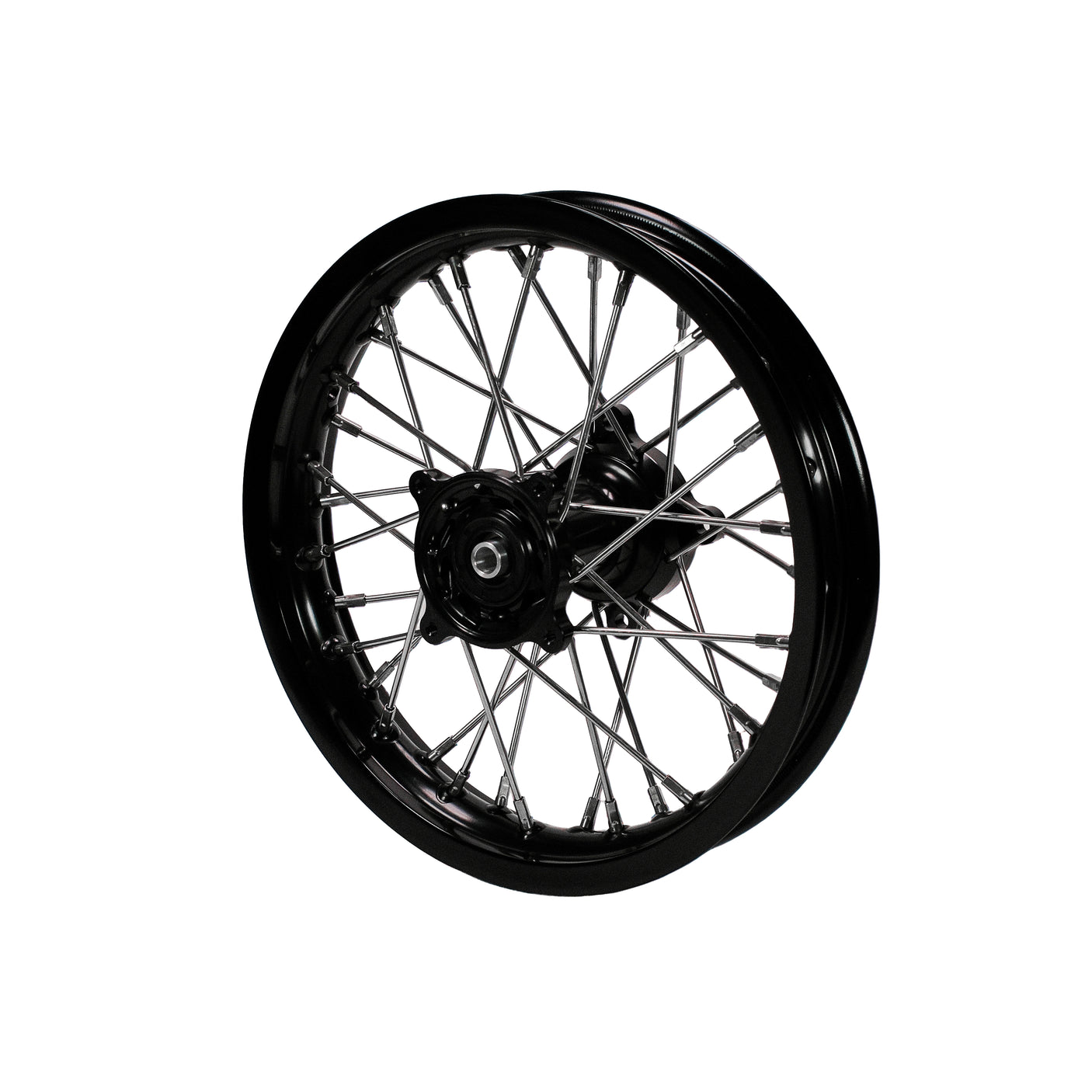 BBR Complete Rear Wheel - Black Rim 12", CNC Billet Disc Hub