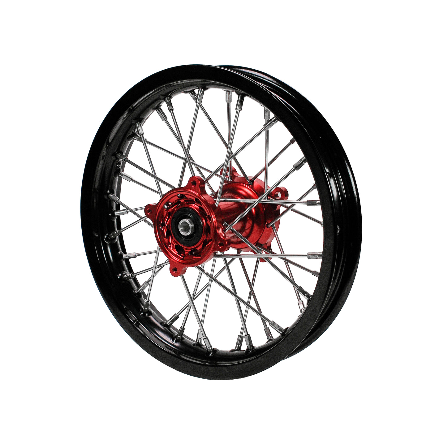 BBR Rear Wheel - Black Rim 12", Red CNC Billet Disc Hub