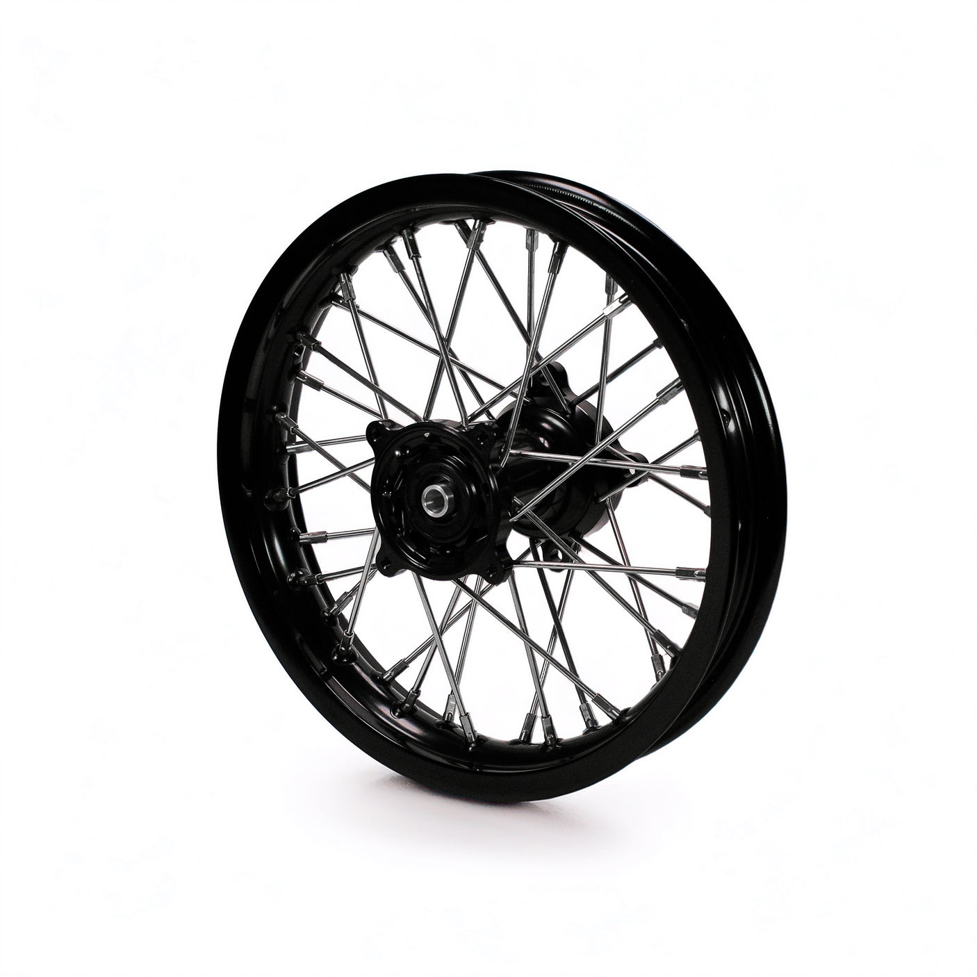Rear Wheel - Black Rim 12", Black CNC Billet Disc Hub