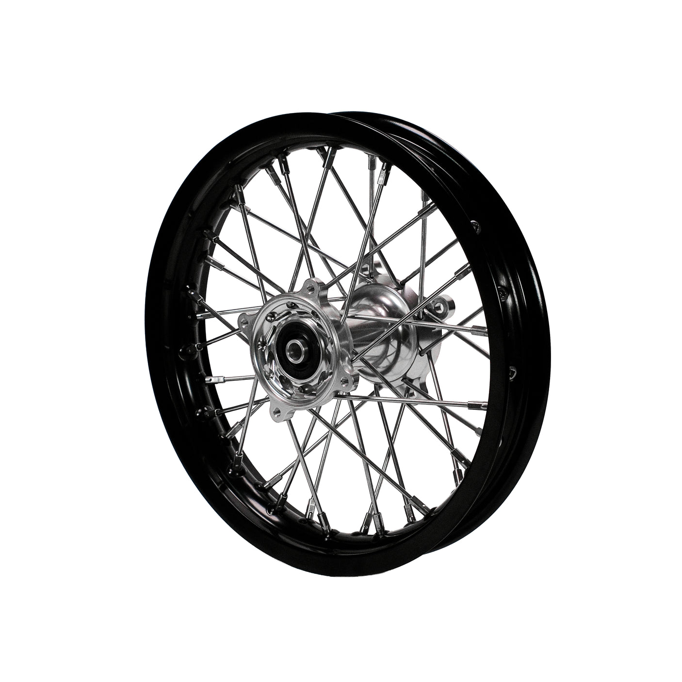 BBR Complete Rear Wheel - Black Rim 12", CNC Billet Disc Hub