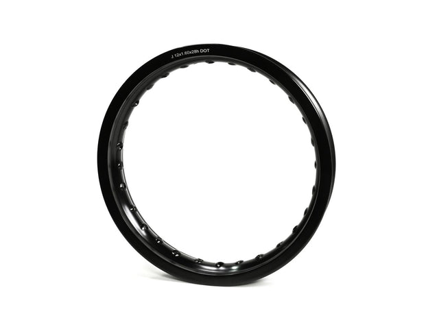 Rim - Aluminum, 12"x1.60"x28h, Black - 388-HXR-5211